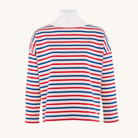 Marinière femme Écru / Bleu / Rouge Oversized Orcival