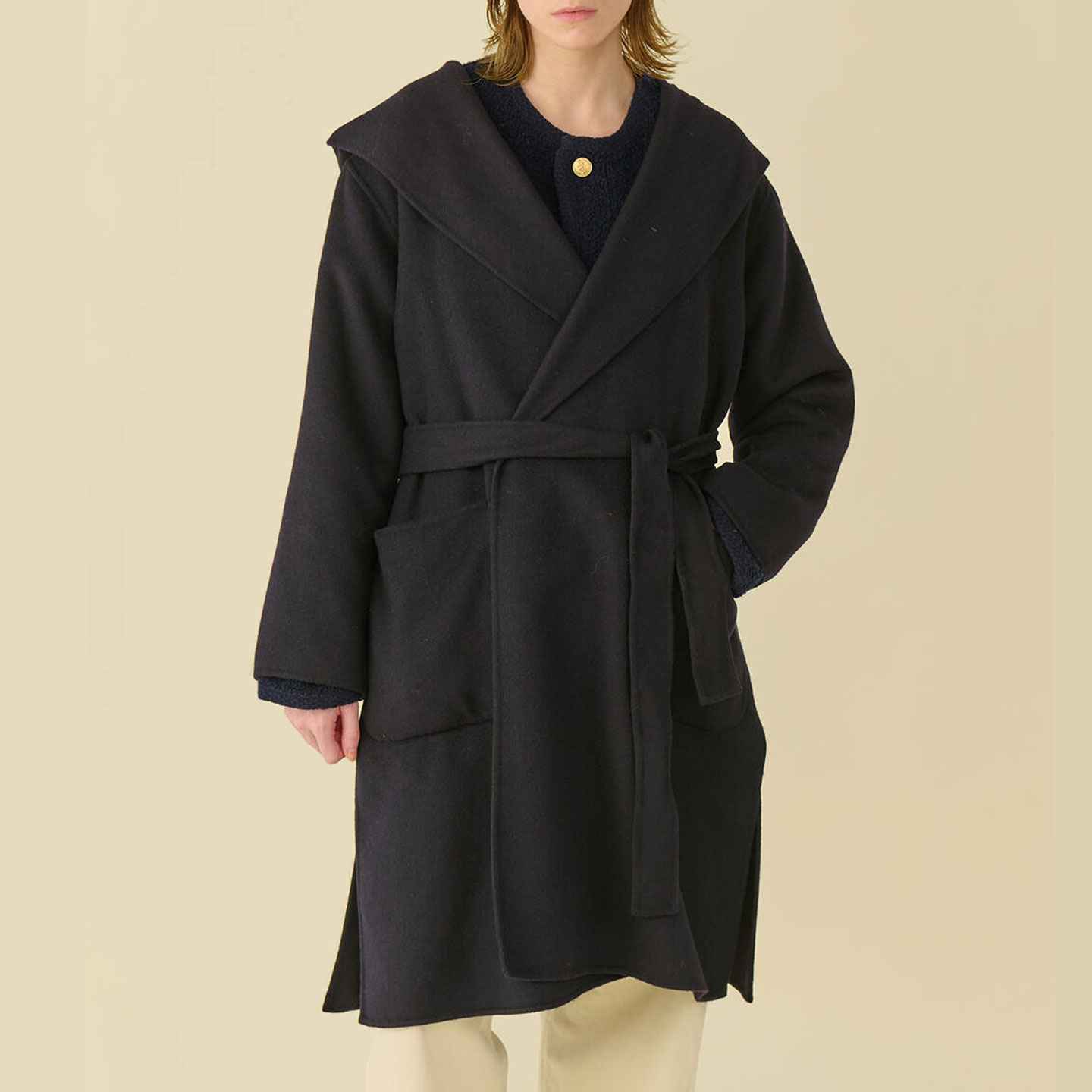 Long wool coat with hood online