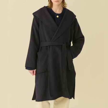 Long wool coat with hood Orcival