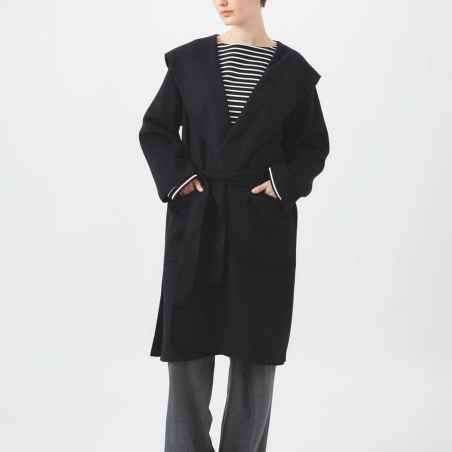 Manteau long en laine à capuche Orcival